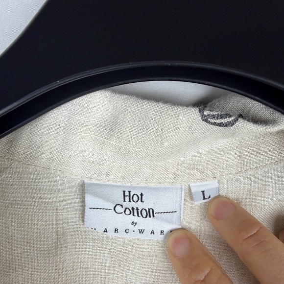 Hot Cotton by Marc Ware 100% Linen Shirt Women's Artsy Tribal Line Art L - Picture 2 of 6